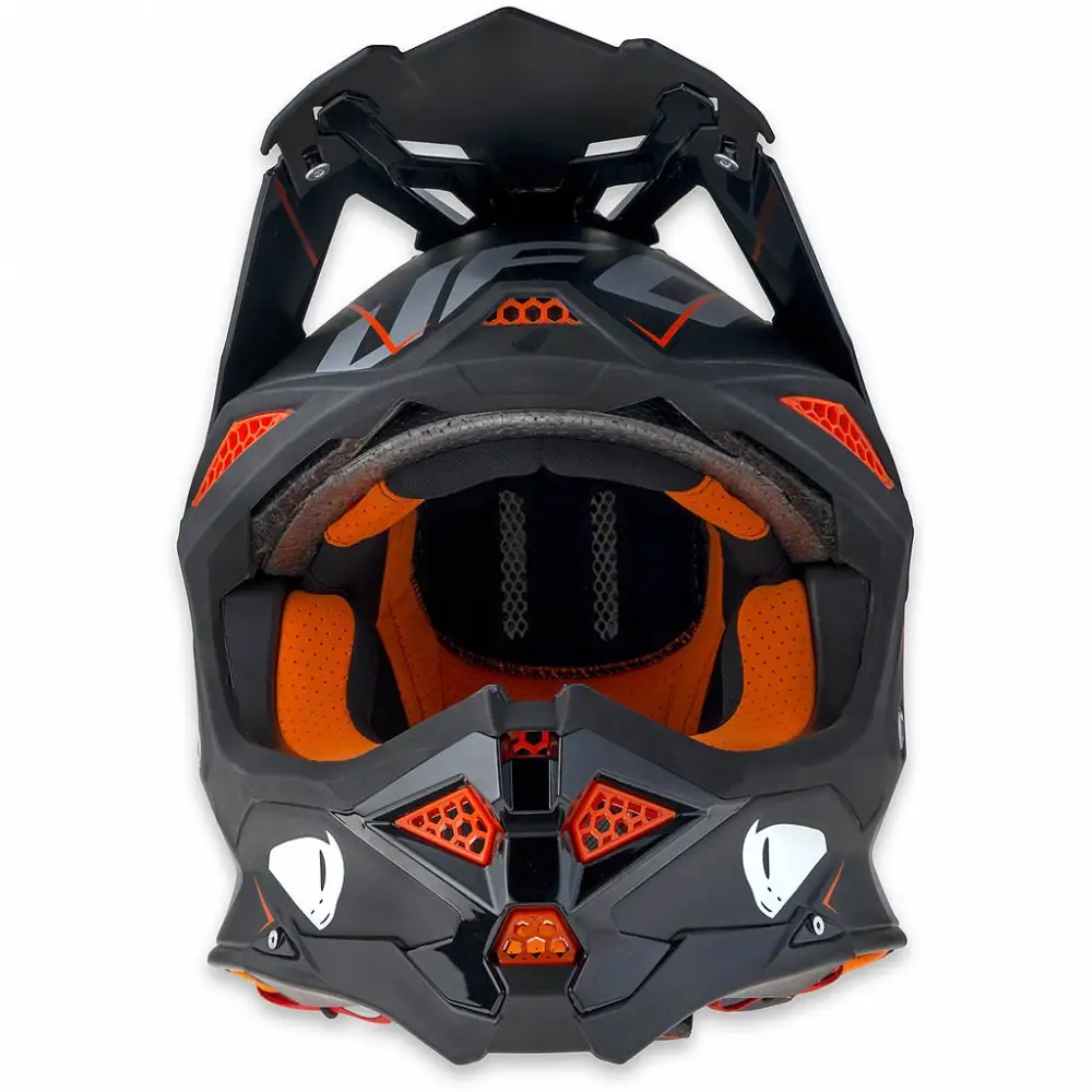 Casco cross Ufo Plast Diamond in fibra Nero Arancio
