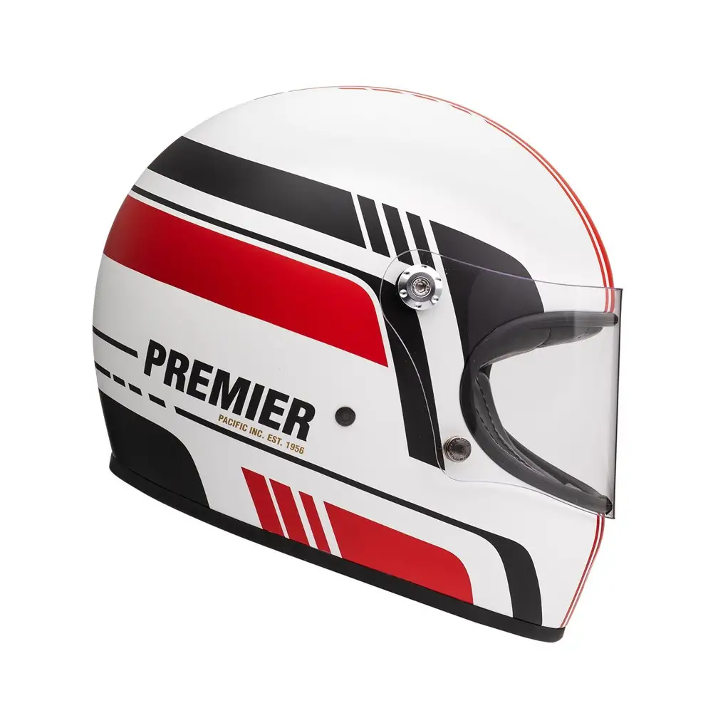 Casco integrale Premier TROPHY in fibra BL8 BM Bianco Rosso Nero opaco