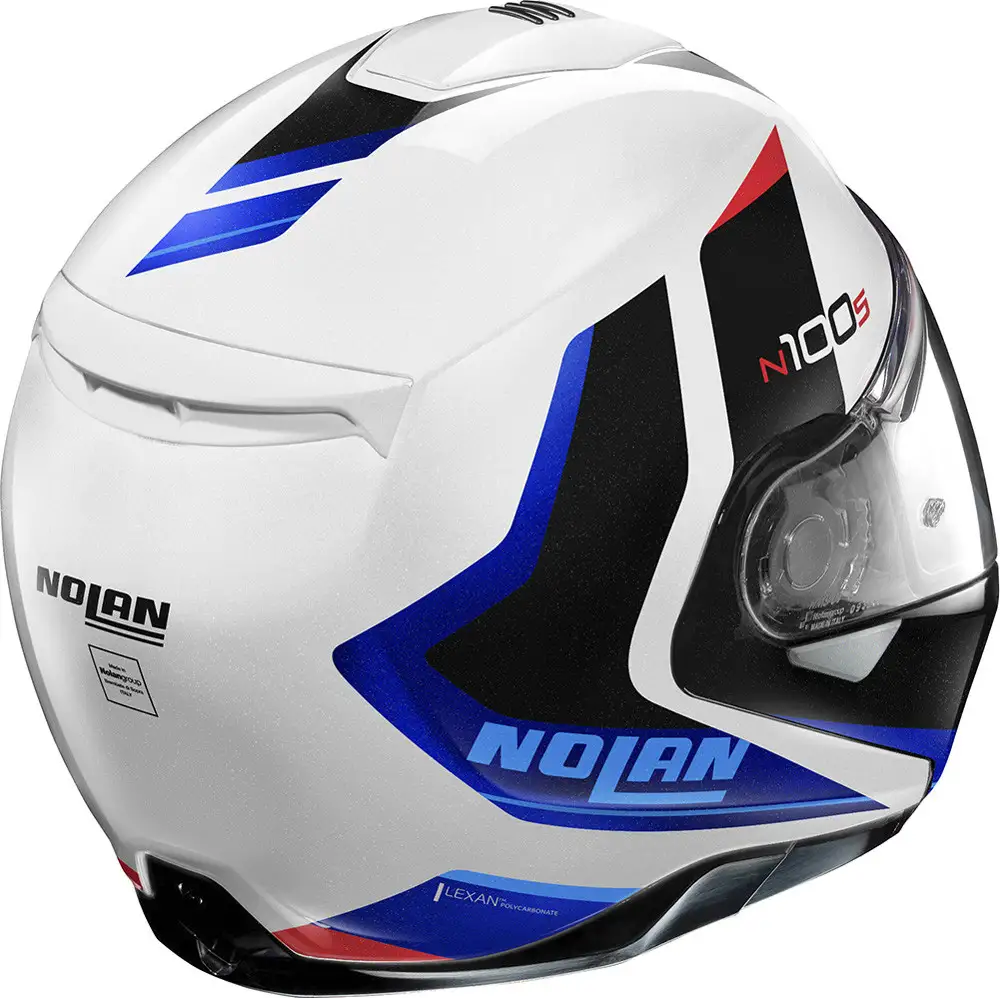 Casco modulare Nolan N100-5 HILLTOP N-COM Bianco Blu Nero Rosso - CASCHI  MOTO