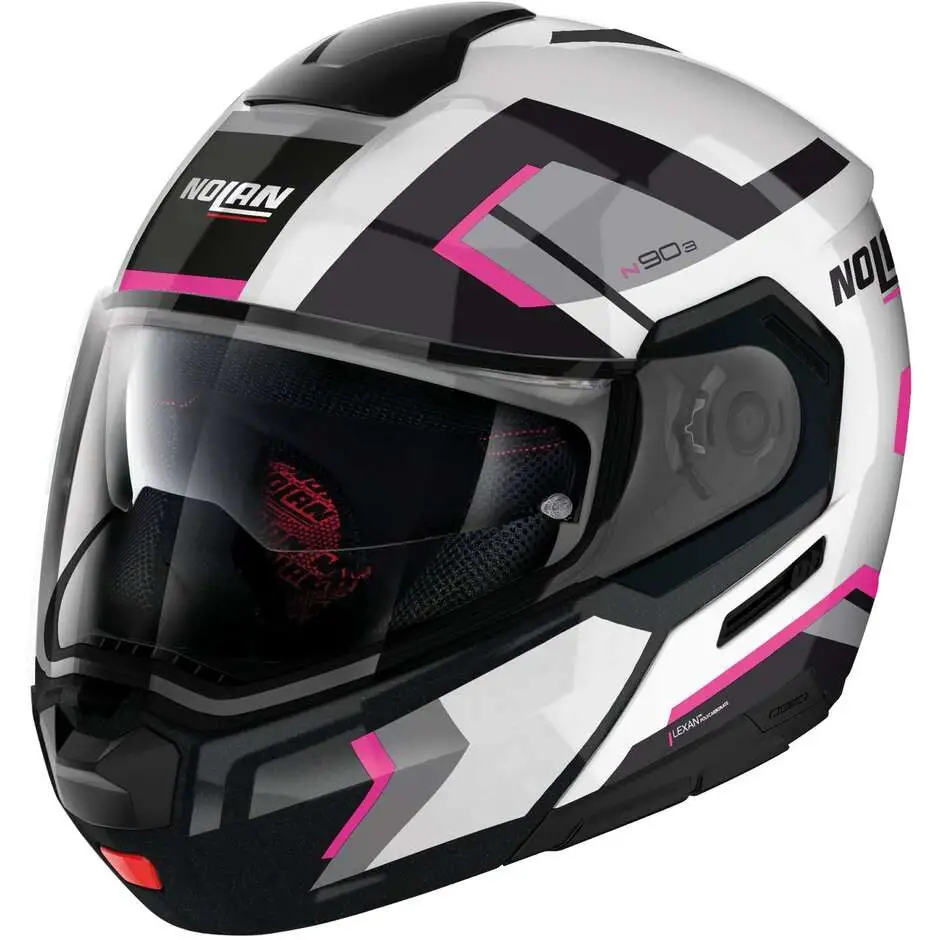 Casco modulare Nolan N90-3 06 LIGHTHOUSE N-COM Nero Fucsia Silver - CASCHI  MOTO