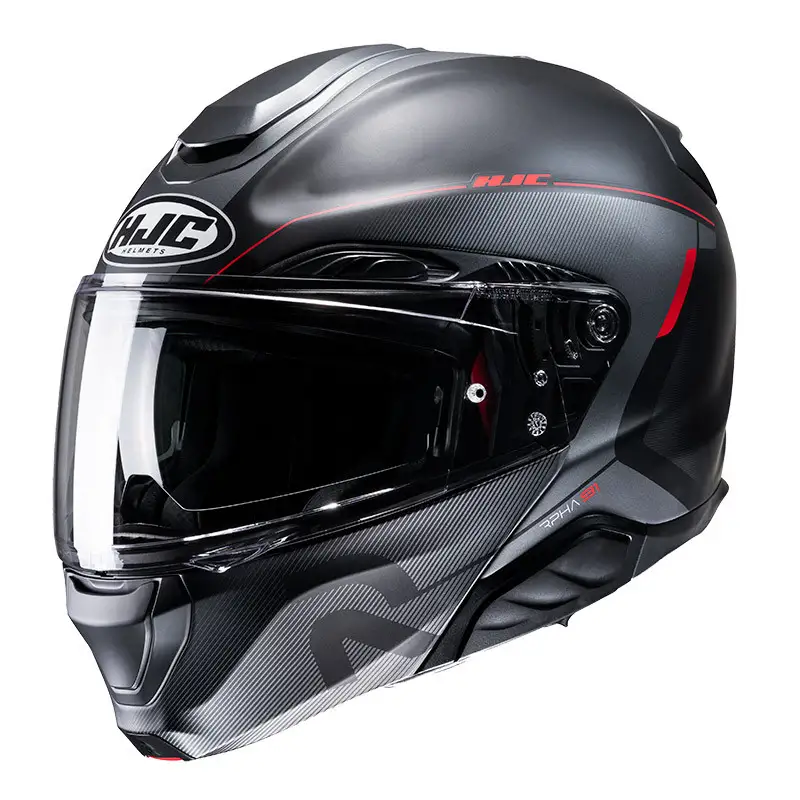 Casco modulare Hjc RPHA91 COMBUST Rosso Nero Grigio - Caschi Modulari - CASCHI  MOTO