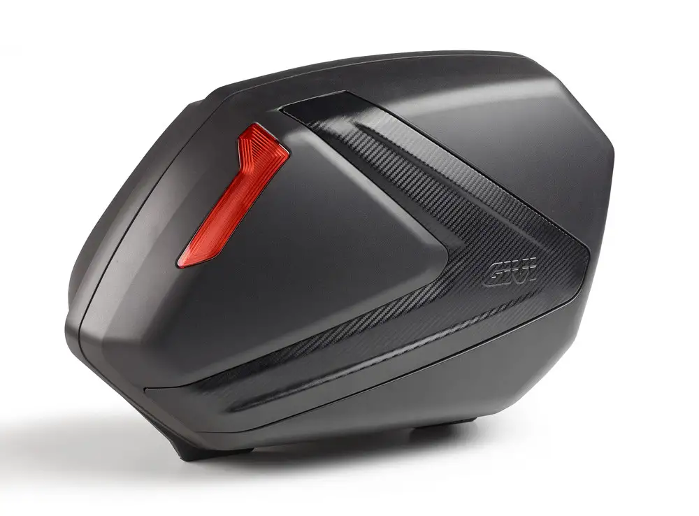 Coppia borse laterali Givi V37NN Nero inserto carbon catadiottri Rossi 37 litri