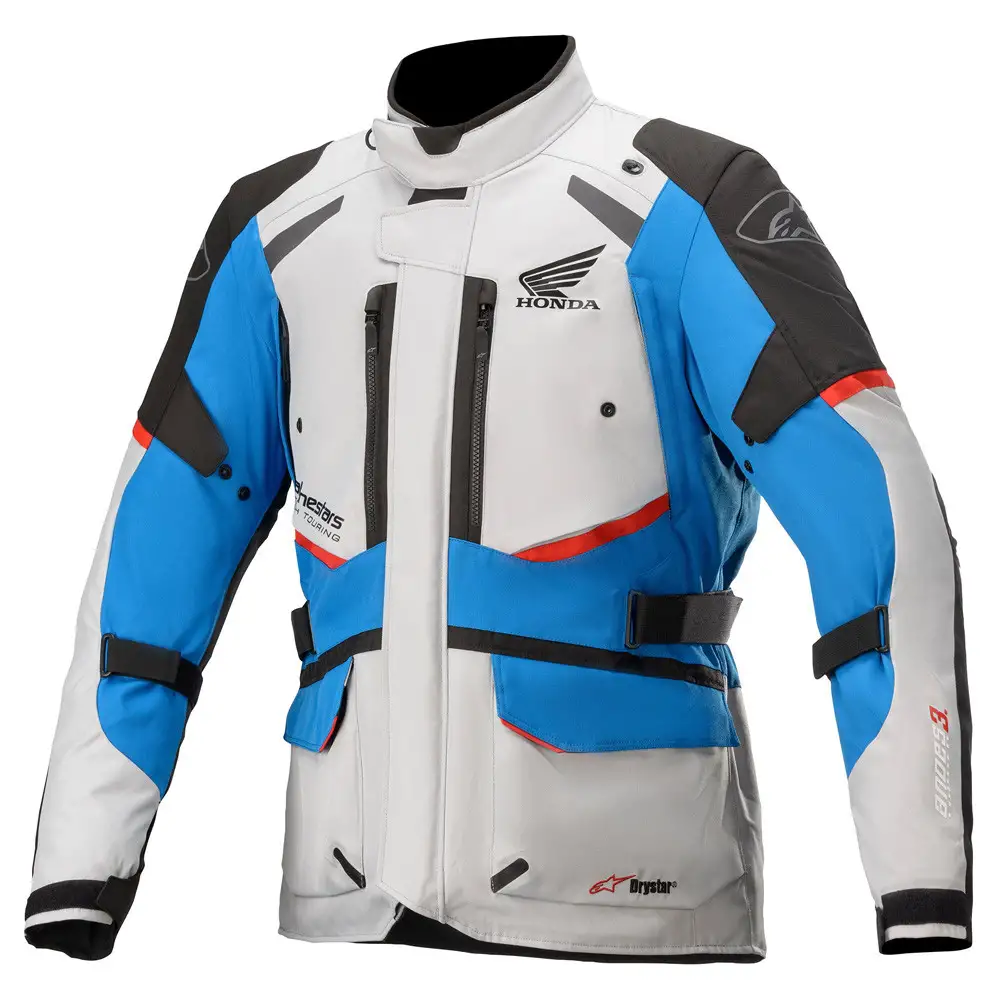 Giacca moto Alpinestars HONDA ANDES V3 DRYSTAR Grigio ghiaccio Blu Rosso