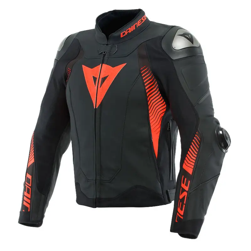 Giacca moto pelle Dainese Super Speed Nero Rosso