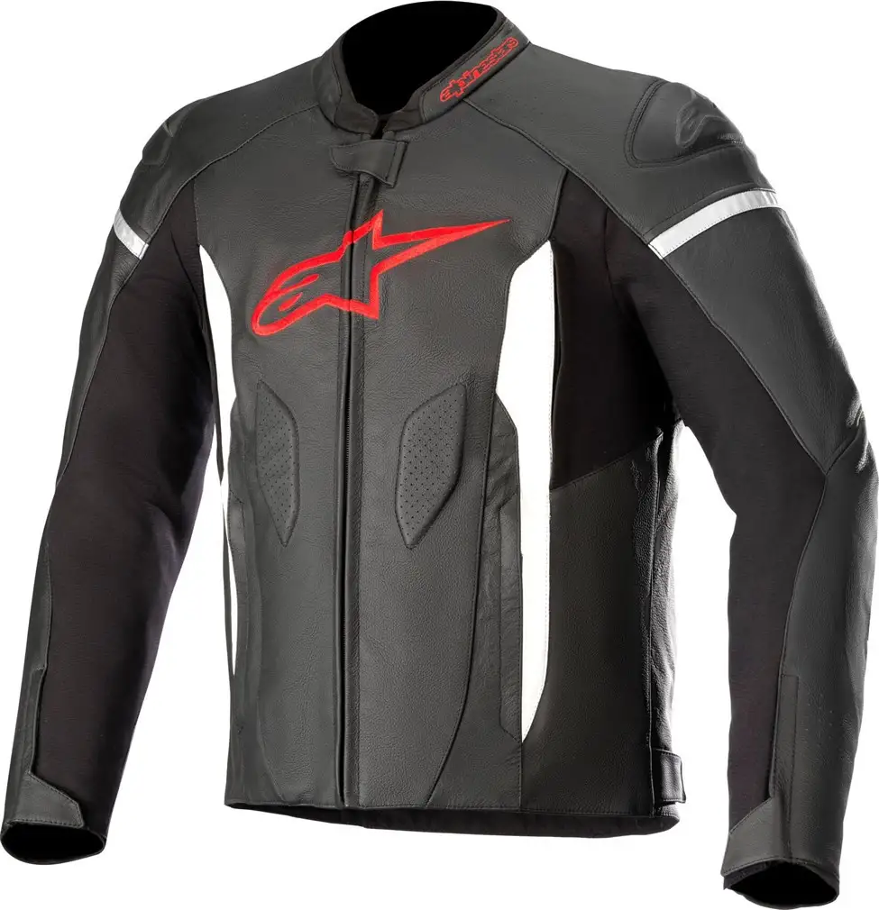 Giacca moto racing pelle Alpinestars FASTER Nero Bianco Rosso