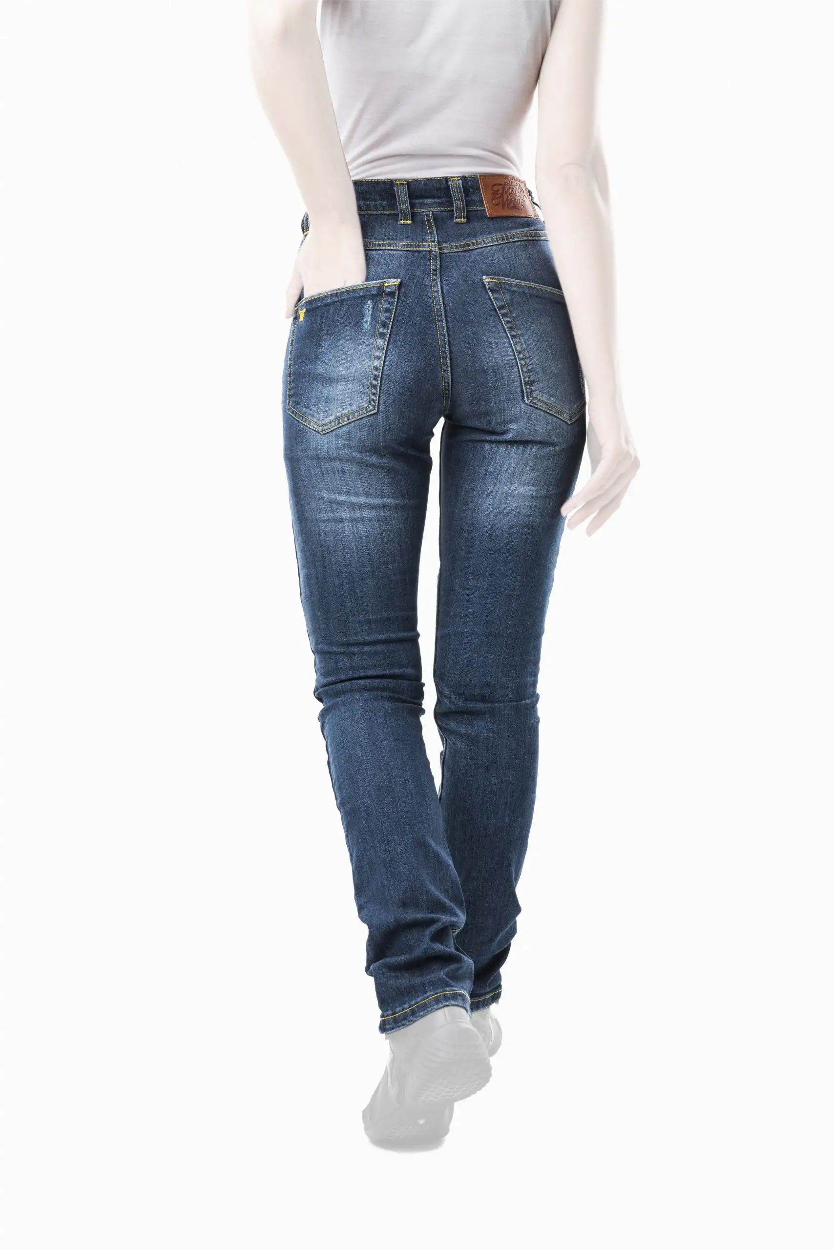 Jeans moto Motto Gallante Raw con rinforzi in Fibra Aramidica blu