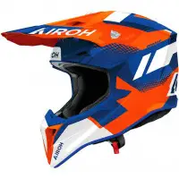 Casco Cross Airoh Wraaap Vision Arancio Blu Lucido