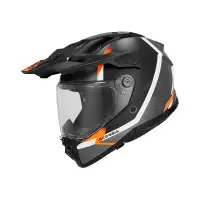 Casco Integrale Adventure Acerbis Attack In Fibra Nero Arancio Fluo Opaco