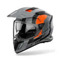 Casco Integrale Adventure Airoh Bandit Horn Grigio Opaco Arancio Opaco