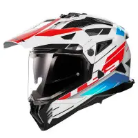 casco integrale LS2 MX702 Pioneer 2 Namib bianco blu rosso