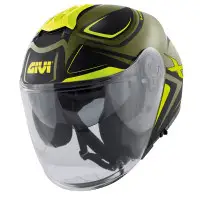 Casco jet Givi X22 PLANET HYPER Nero Opaco Verde Militare Giallo