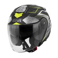 Casco Jet Givi X25F Trace Nero Titanio Giallo