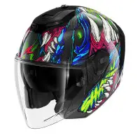 casco jet Shark RS Jet Carbon Shaytan verde viola
