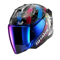 casco jet Shark Skwal i3 Hellcat cromo blu