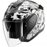 Casco Jet Shark Skwal Jet Pranz Nero Bianco Oro