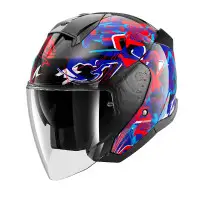 casco jet Shark Skwal Pranz blu rosso