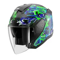 casco jet Shark Skwal Pranz Mat verde blu