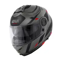 Casco modulare Givi X21 Evo Number Titanio opaco Nero Rosso