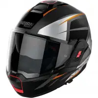 Casco Modulare Nolan N120-1 NIGHTLIFE N-COM Arancio Silver Nero