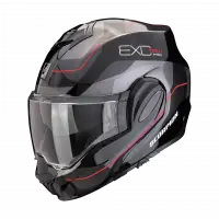 Casco modulare Scorpion EXO TECH EVO PRO COMMUTA in fibra Nero Argento Rosso