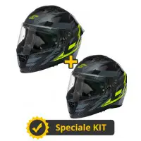 Kit Coppia EAGLE CARBON ACTIVE con chiusura mictometrica - 2 Caschi integrali Befast in Carbonio Giallo