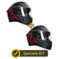 Kit Coppia EAGLE CARBON ACTIVE con chiusura mictometrica - 2 Caschi integrali Befast in Carbonio Rosso