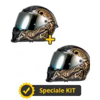Kit Coppia FURIUS doppia visiera - 2 Caschi integrali Befast Maori Gold