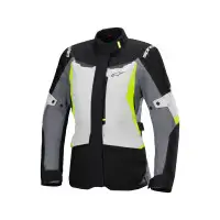 Giacca moto donna Alpienstars Stella ST-1 waterproof Grigio Ghiaccio Nero Giallo Fluo