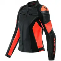 Giacca moto donna pelle Dainese Racing 4 Rosso Fluo