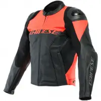 Giacca moto Pelle Dainese Racing 4 traforata Rosso Fluo