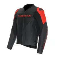 Giacca Moto Pelle Dainese Racing 5 Nero Nero Rosso Fluo