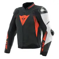 Giacca moto pelle Dainese Super Speed 4 traforata Bianco Rosso