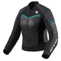 Giacca moto pelle donna Rev'it Median Nero Turchese