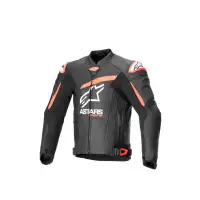 Giacca moto pelle estiva Alpinestars GP PLUS R V4 AIRFLOW Nero Rosso fluo Bianco