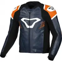 Giacca moto pelle estiva Macna Tronniq Blu Arancione Bianco