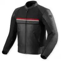 Giacca Moto Pelle Rev'it Mile 2 Nero Rosso