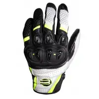 Guanti moto pelle tessuto Befast Air Racer Bianco Giallo