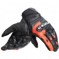 Guanti moto pelle Dainese Carbon 4 Short Nero Rosso Fluo