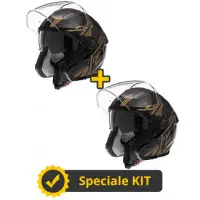 Kit Coppia HERON CARBON ACTIVE doppia Visiera -  2 Caschi jet Befast Oro