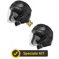 Kit Coppia HERON CARBON ACTIVE doppia Visiera -  2 Caschi jet Befast Nero