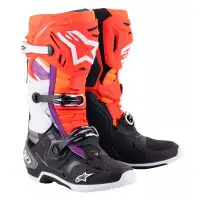 Stivali cross Alpinestars Tech 10 Nero Rosso Fluo Arancione Fluo Bianco