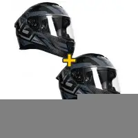 Kit Coppia EAGLE CARBON ACTIVE con chiusura mictometrica - 2 Caschi integrali Befast in Carbonio Grigio