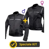 Kit Coppia FreeLife CE Nero - Giacca moto estiva Befast FreeLife Nera - Uomo + Donna