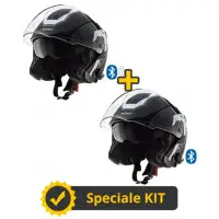 Kit Coppia Jet Connect III - 2 Caschi jet Befast con interfono integrato Nero Bianco