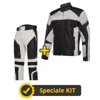 Kit completo DUNE CE Grigio - Giacca moto certificata Befast + Pantaloni moto certificati Befast