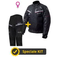 Kit completo Transformer Klima Lady CE 3 strati Nero - Giacca moto donna certificata Befast + Pantaloni moto donna certificati Befast