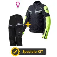 Kit completo Transformer Klima Lady CE 3 strati Giallo - Giacca moto donna certificata Befast + Pantaloni moto donna certificati Befast