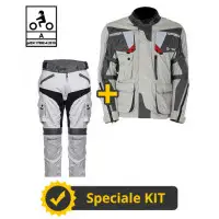 Kit completo Touring Tech CE 3 strati Grigio - Giacca moto certificata Befast + Pantaloni moto certificati Befast