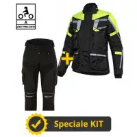 Kit completo Touring Tech CE 3 strati Giallo - Giacca moto certificata Befast + Pantaloni moto certificati Befast