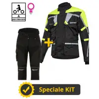 Kit completo Touring Tech Lady CE 3 strati Giallo - Giacca moto donna certificata Befast + Pantaloni moto donna certificati Befast